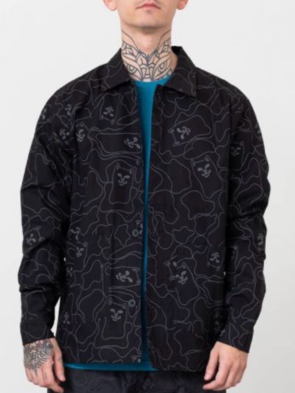 RIPNDIP Nermal Line Camo 3M Reflective Military Jacket - Black Sz M